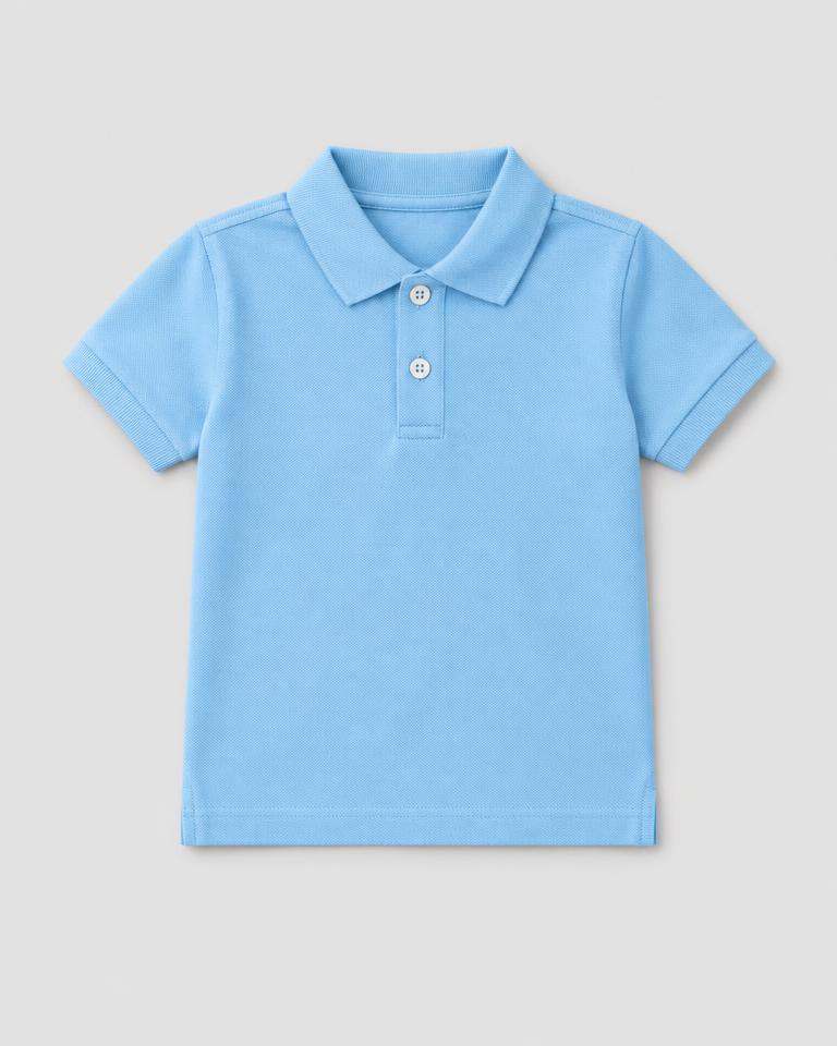 Boys' Cotton Polo T-Shirt in Sky Blue