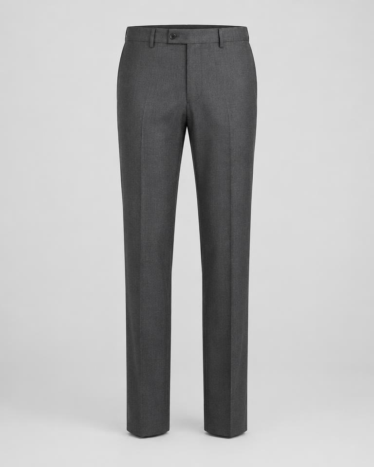 Formal Flat-Front Trousers in Charcoal Grey